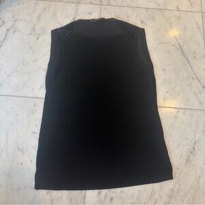 Allsaints Mixed Media Velvet Black Sleeveless Women's Top Blouse Boatneck